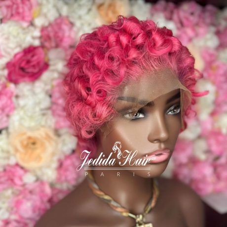 Pink pixie cut 13x4 HD Lace Wig 10 pouces